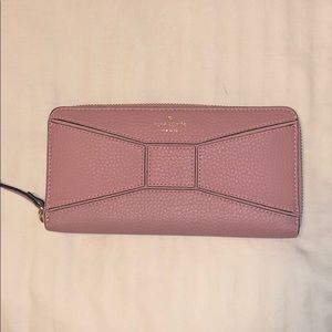 Kate Spade Blush Leather Bow Tie Accordion Wallet